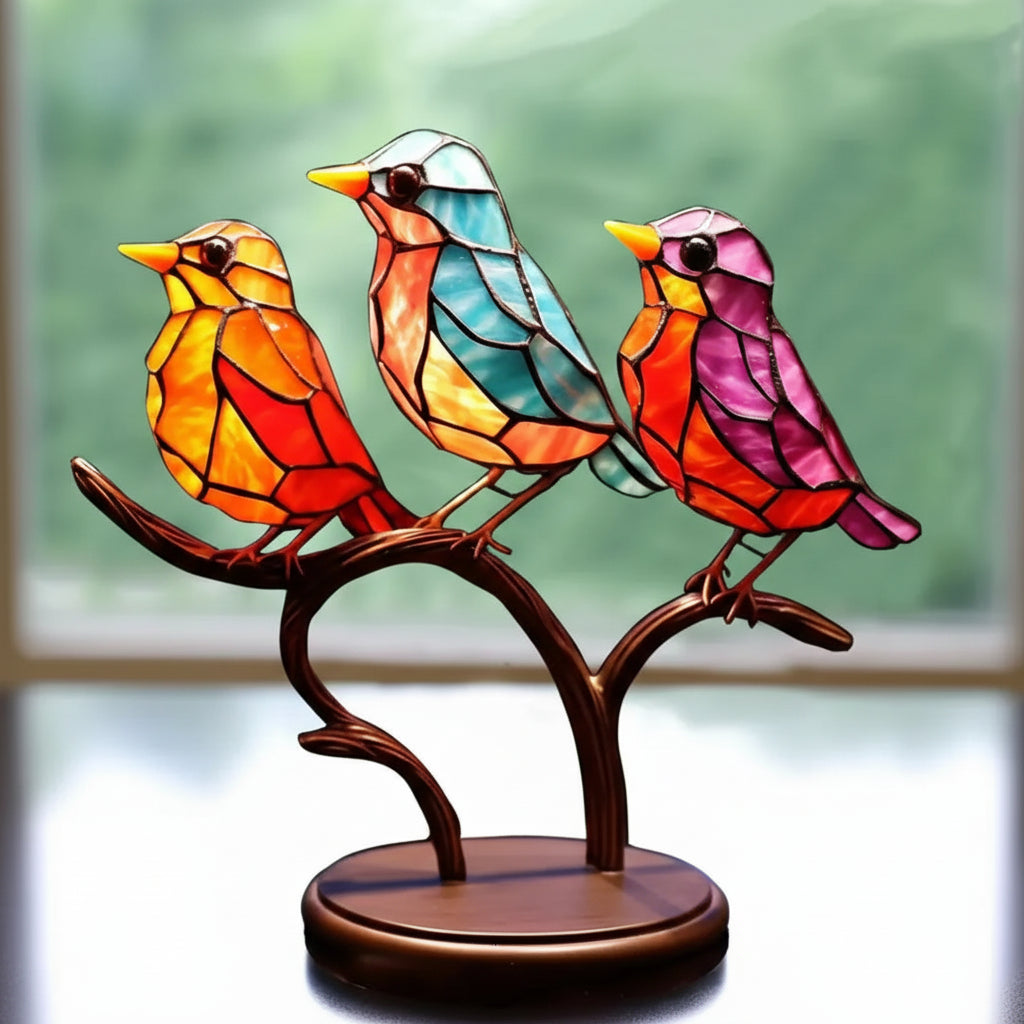 Buntglas Vogel Fensterdekoration Lebendige Raumgestaltung