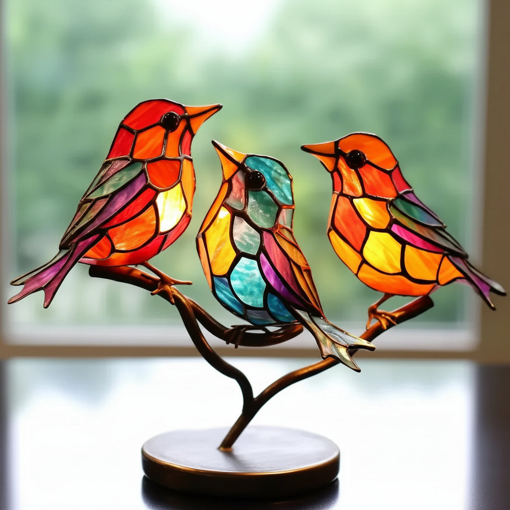 Buntglas Vogel Fensterdekoration Lebendige Raumgestaltung