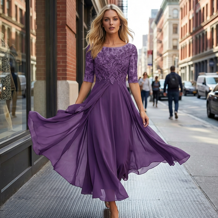 Vestito Lungo Elegante Donna Cerimonia A Linea