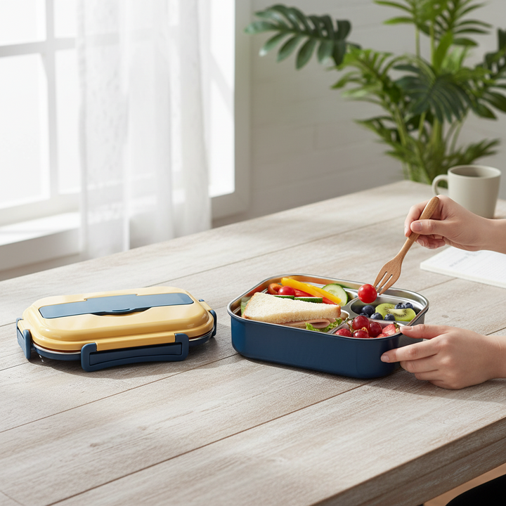 Wander Bento Box Edelstahl 4 Fächer Auslaufsicher Frischhaltung