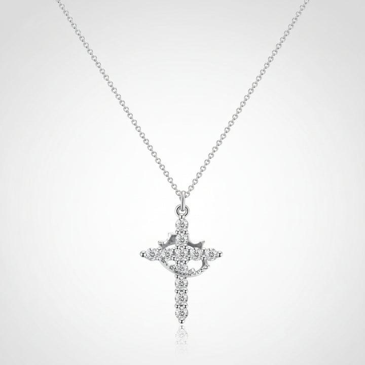 Cross Necklace Crown Pendant Gold Silver Faith Jewelry Gift