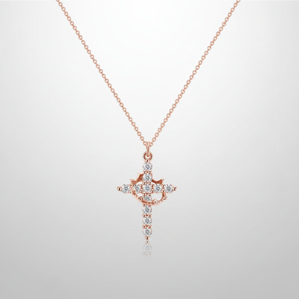 Cross Necklace Crown Pendant Gold Silver Faith Jewelry Gift