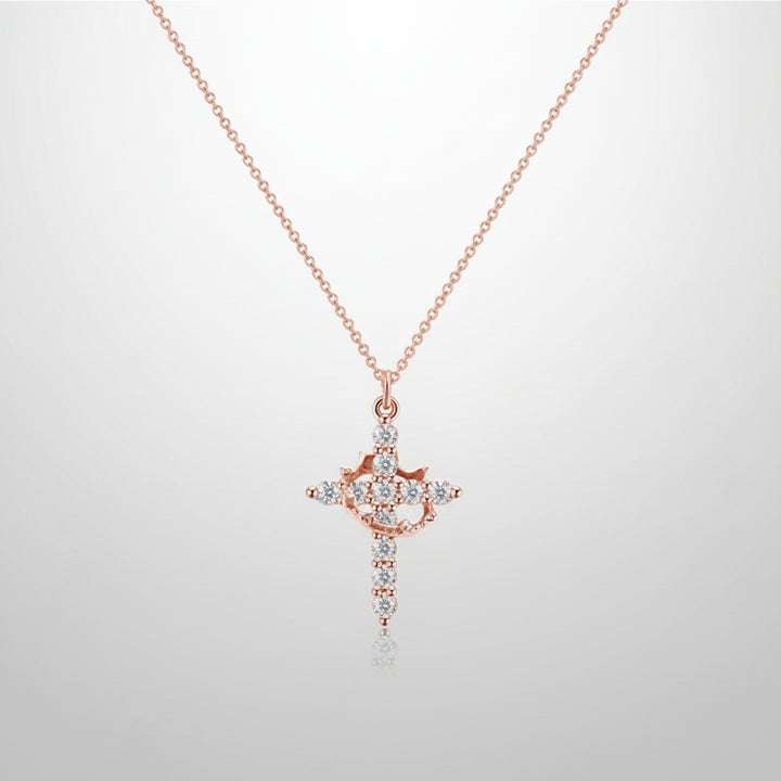 Cross Necklace Crown Pendant Gold Silver Faith Jewelry Gift
