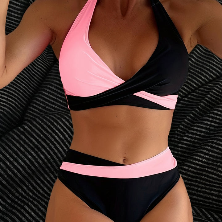 Bikini Set Women Cutout Patchwork High Stretch Two Piece