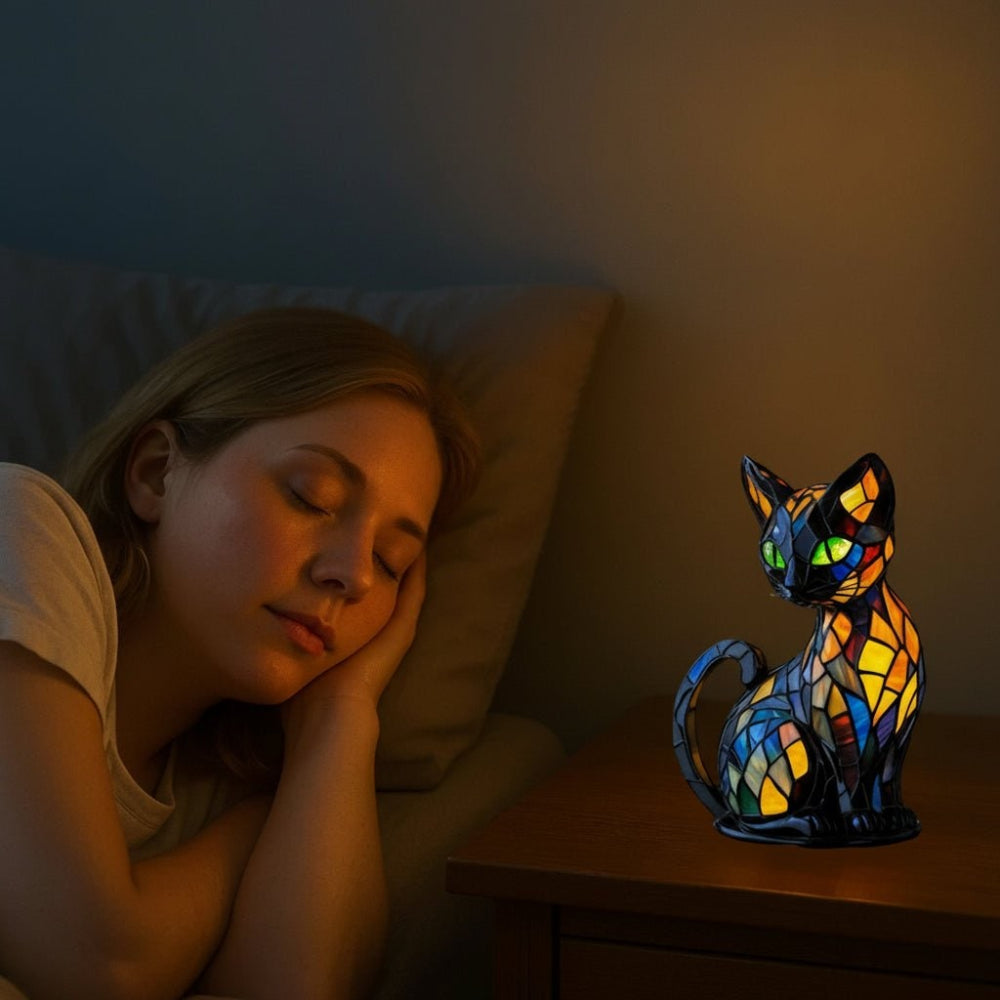 Ambient Light Stained Glass Lamp Cat Nightlight - Image 3