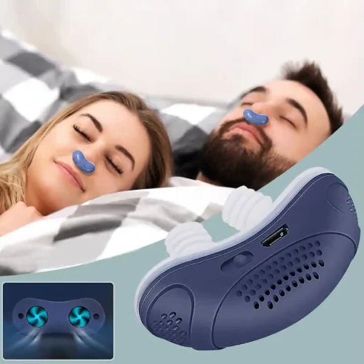 Anti Snoring Device Rechargeable Nasal Insert Fan Plastic Blue White Sleep Aid - Image 1