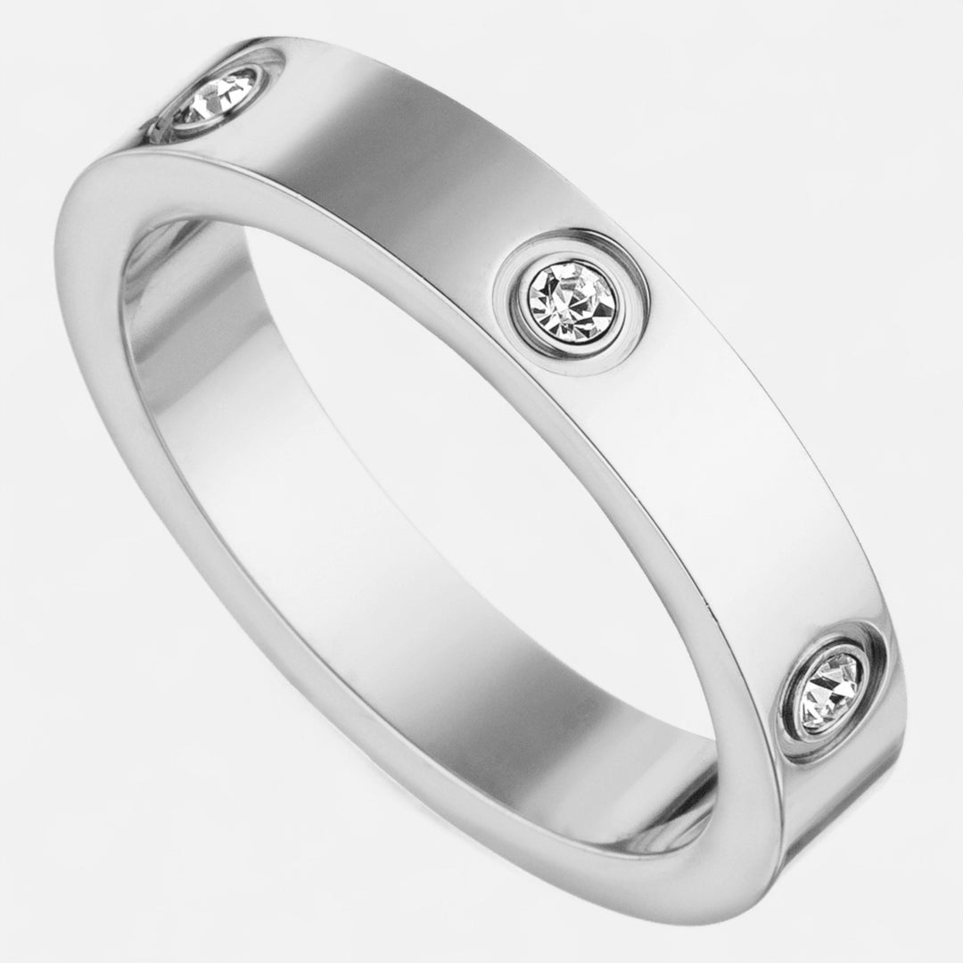 Celzoir | Bague Zircones Dorée ou Acier Poli