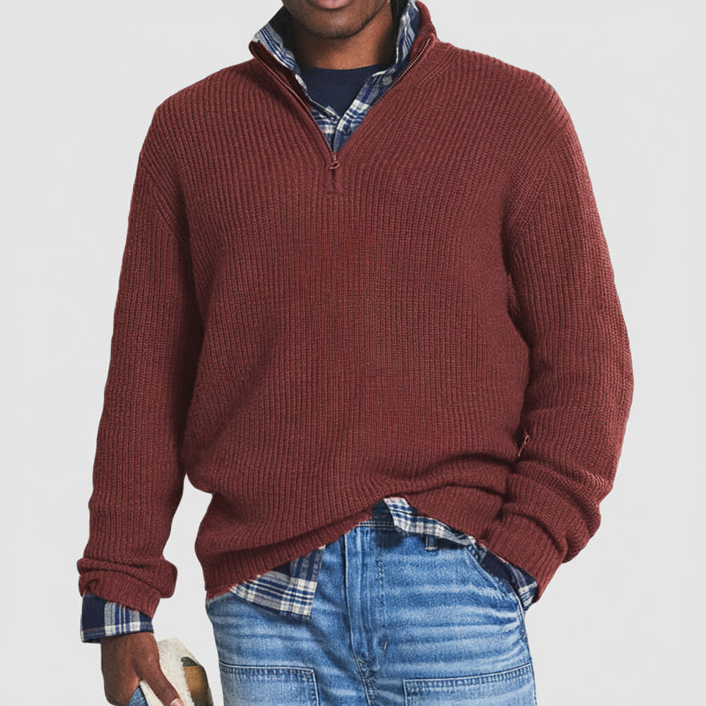 Pánský Svetr Zip Rolák Kašmír Business Casual Pulover