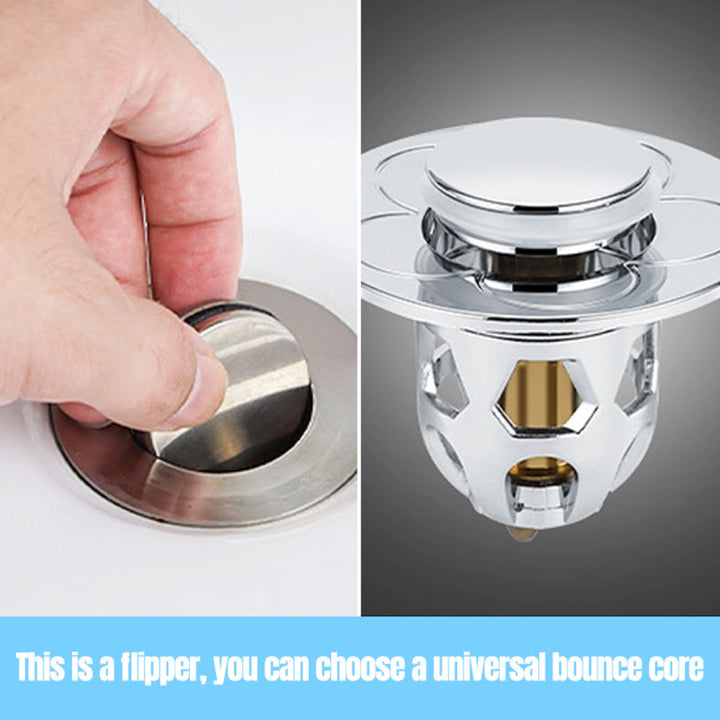 Sink Drain Stopper Pop Up Stainless Steel Bathroom Plug