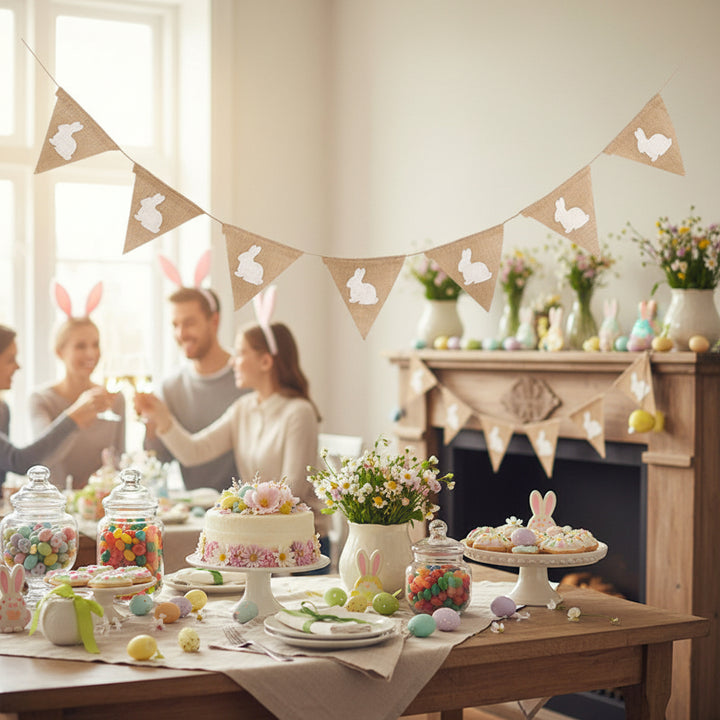 Easter Bunting Banner Rustic Garden Party Decorations Holidays