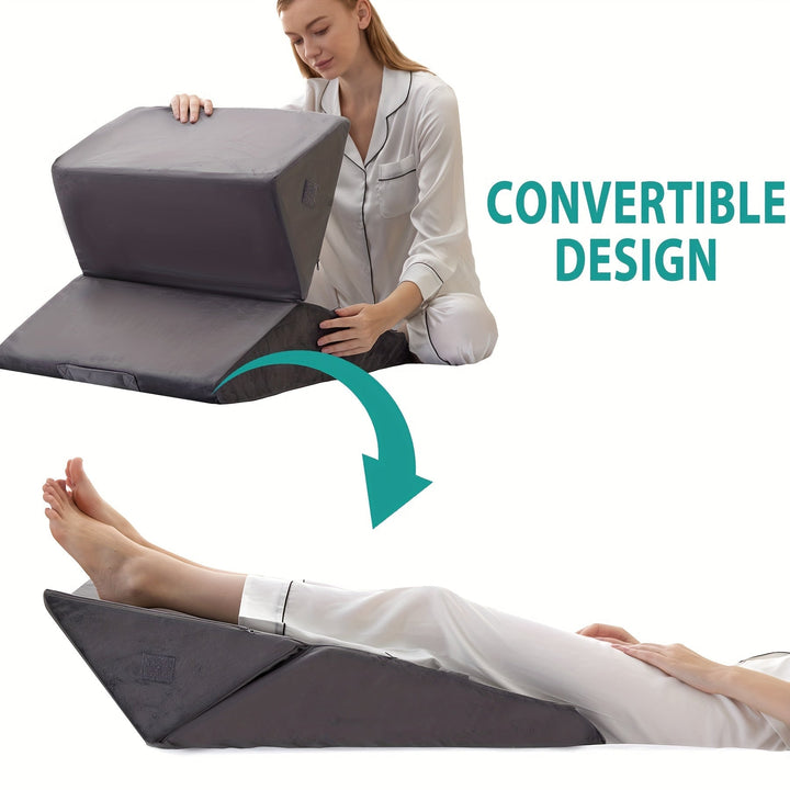 Bed Wedge Pillow Adjustable Set Memory Foam Reading With Cylindrical Support Dark Gray - Image 3