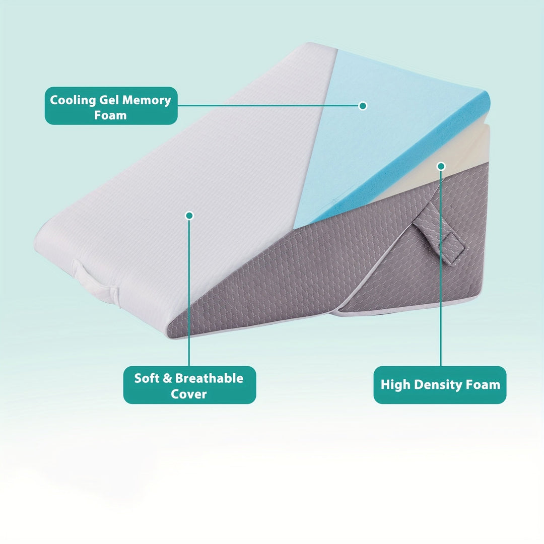 Bed Wedge Pillow Adjustable Set Memory Foam Reading With Cylindrical Support Dark Gray - Image 4