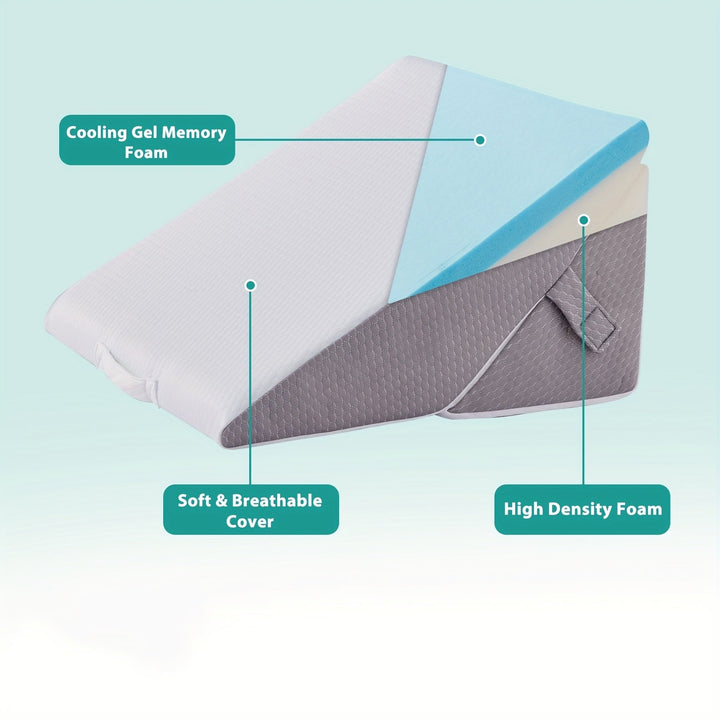 Bed Wedge Pillow Adjustable Set Memory Foam Reading With Cylindrical Support Dark Gray - Image 4