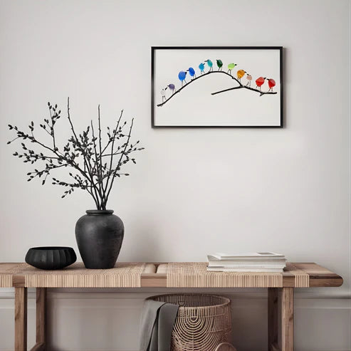 Decorazione Parete Vetro Mare Uccelli Legno Costiero