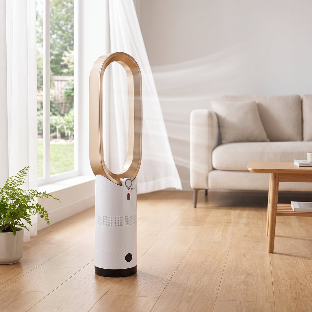 Bladeless Tower Fan Oscillating Standing With Airflow Control And Sleek White Design - Image 2