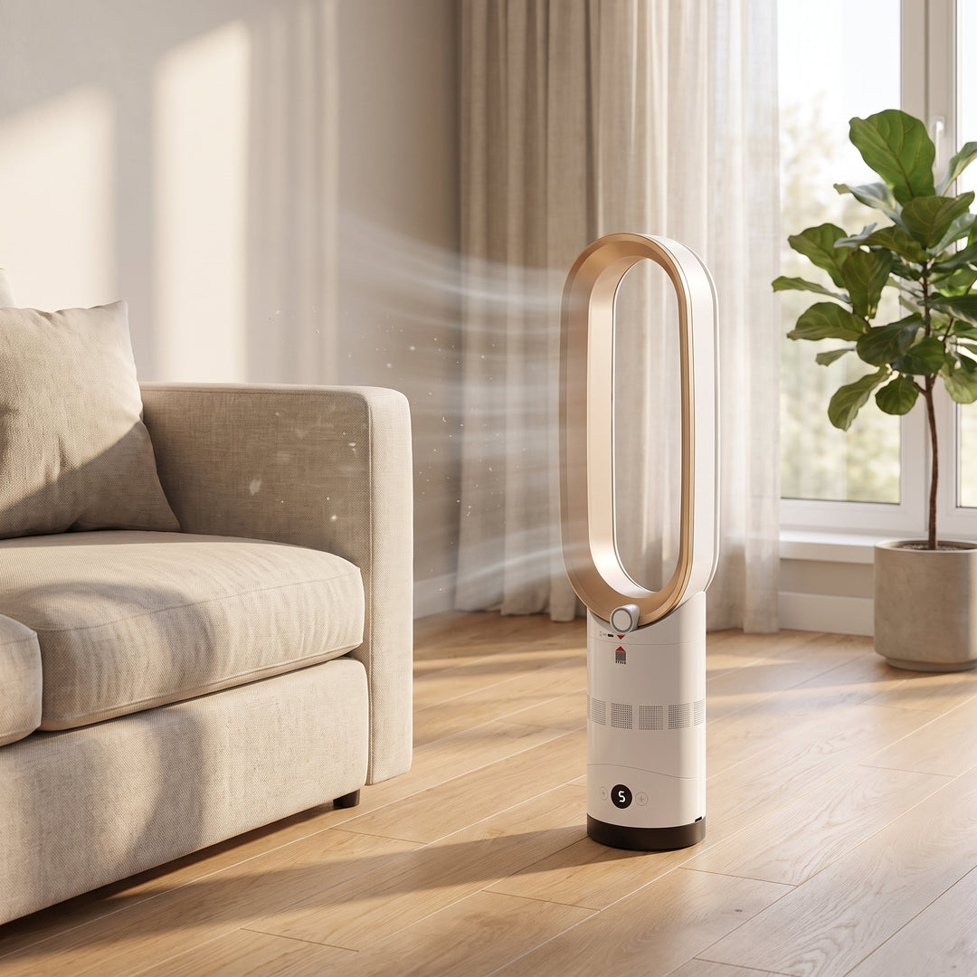 Bladeless Tower Fan Oscillating Standing With Airflow Control And Sleek White Design - Image 6