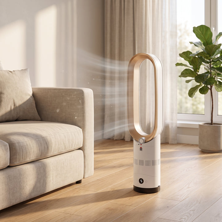 Bladeless Tower Fan Oscillating Standing With Airflow Control And Sleek White Design - Image 6