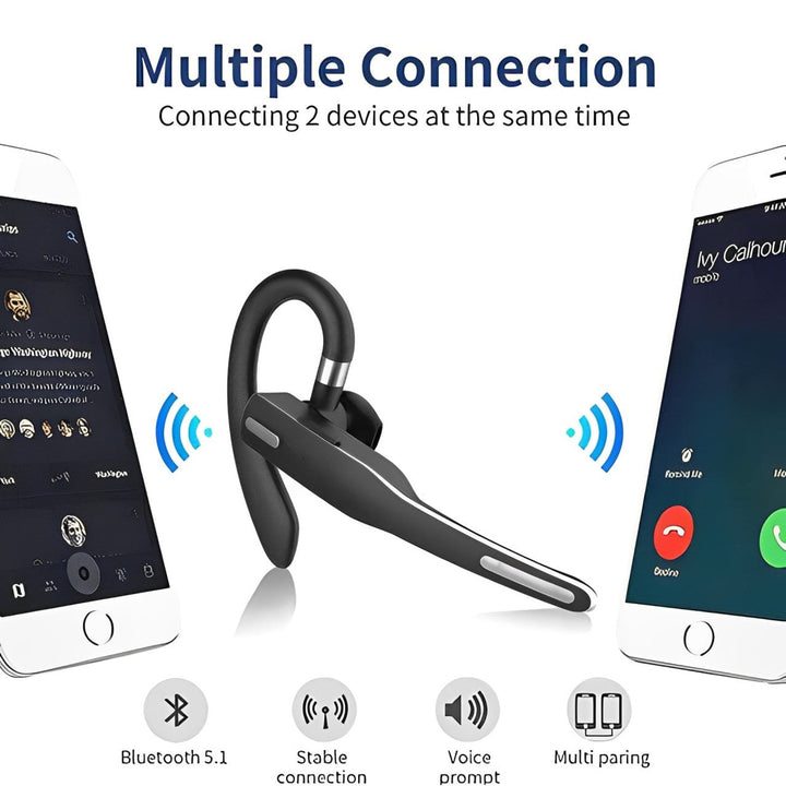 Bluetooth Headset Wireless Mic Handsfree Earpiece Noise Cancelling Charging Display - Image 5