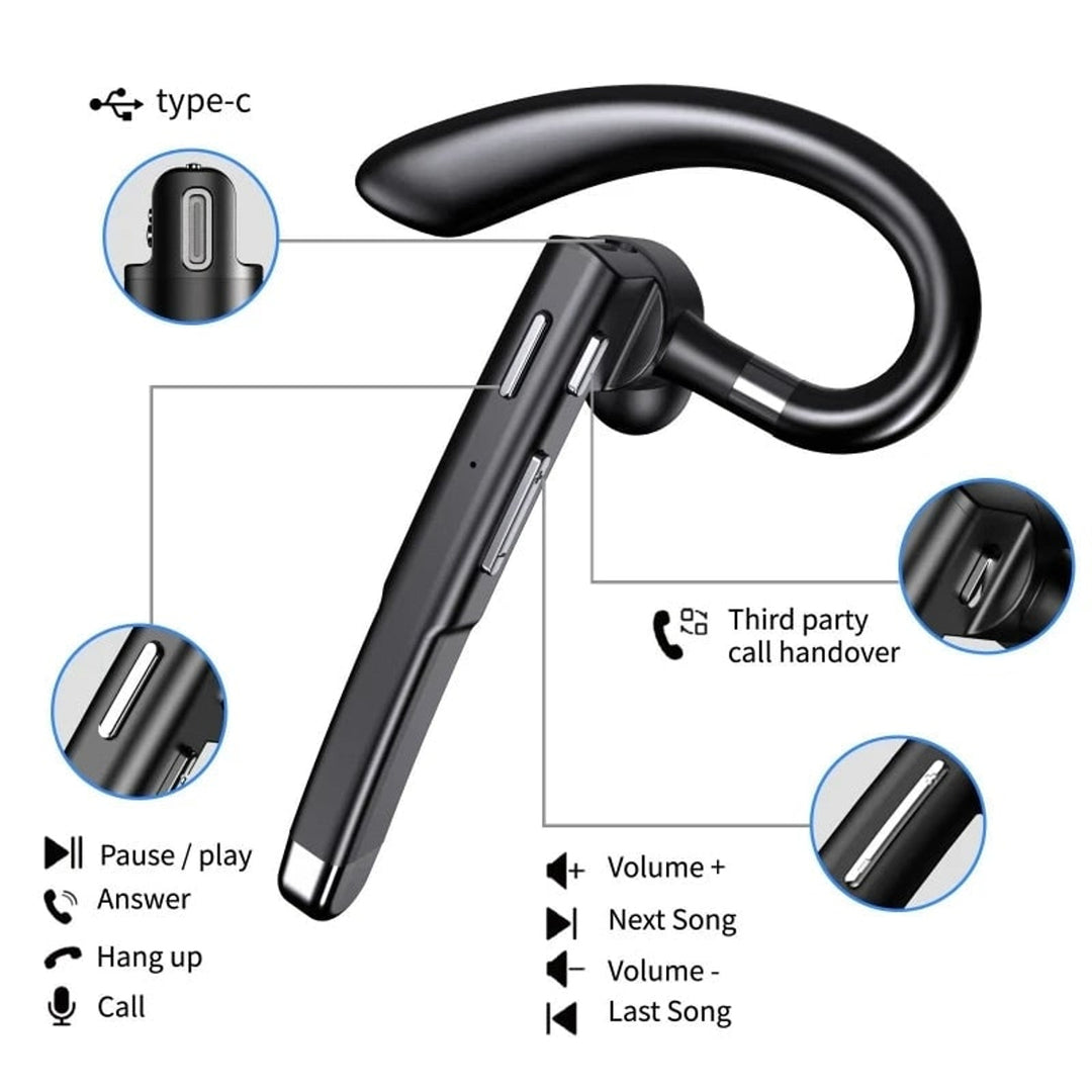 Bluetooth Headset Wireless Mic Handsfree Earpiece Noise Cancelling Charging Display - Image 3