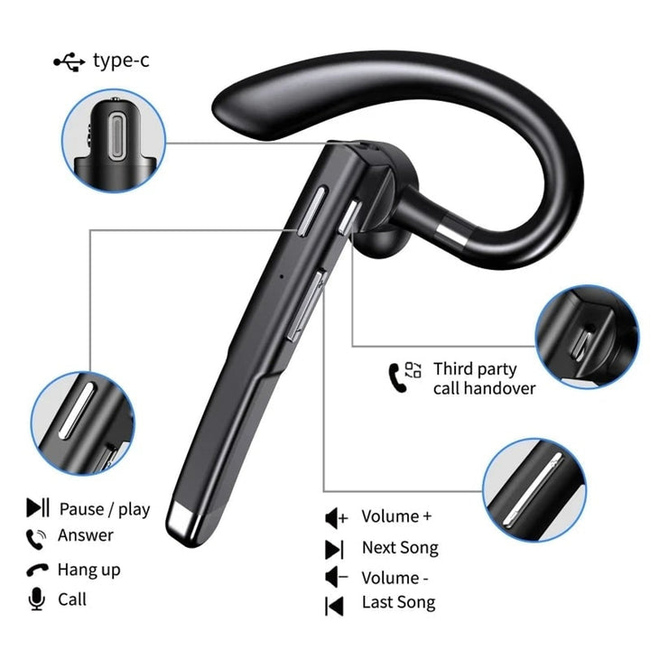 Bluetooth Headset Wireless Mic Handsfree Earpiece Noise Cancelling Charging Display - Image 3
