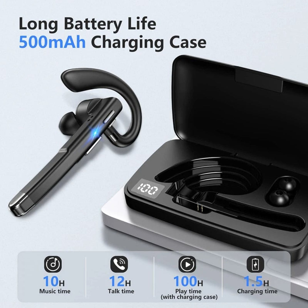 Bluetooth Headset Wireless Mic Handsfree Earpiece Noise Cancelling Charging Display - Image 4