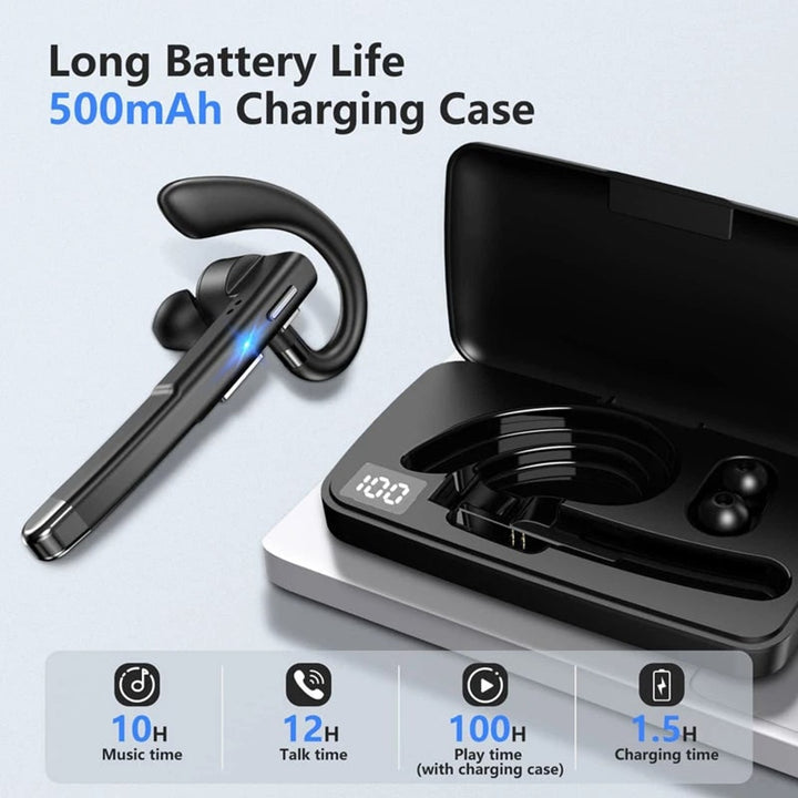 Bluetooth Headset Wireless Mic Handsfree Earpiece Noise Cancelling Charging Display - Image 4