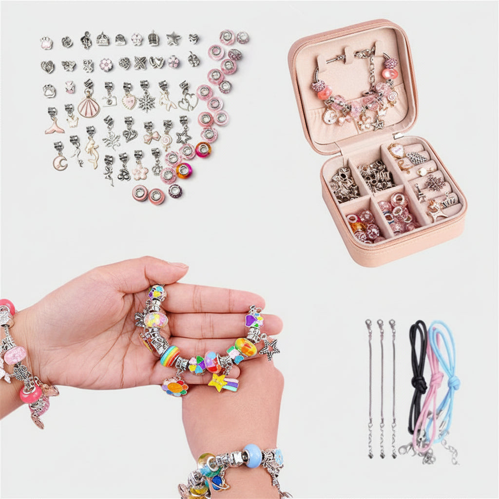 Kit Gioielli Bambina Braccialetti Perline Ciondoli