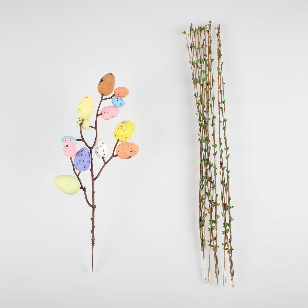 Artificial Easter Vine Stems Pastel Eggs Berries Decor