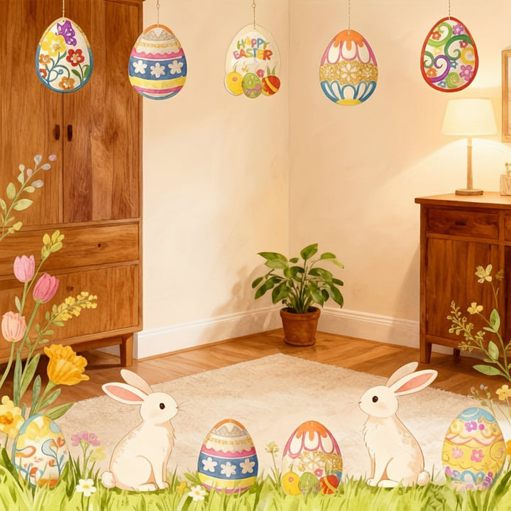 Wooden Hanging Ornaments Decorative Easter and Holiday Wall Decor