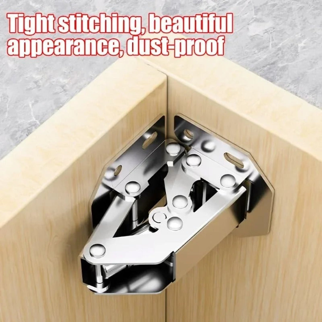 Cabinet Hinges Kitchen Angled Corner Stainless Steel Silver Door Hardware - Image 2