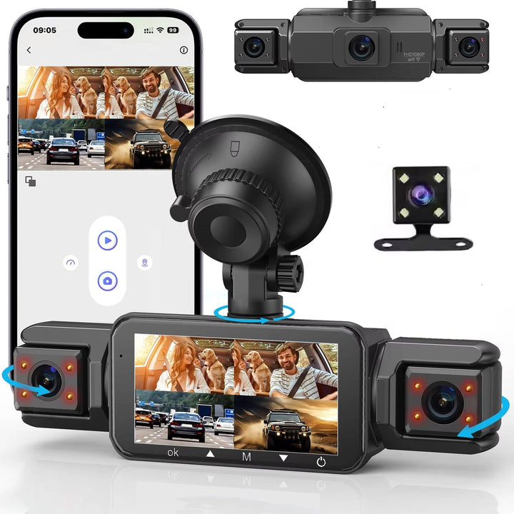 Car Dash Cam System 1080p Quad Camera With Night Vision And Parking Monitoring - Image 1