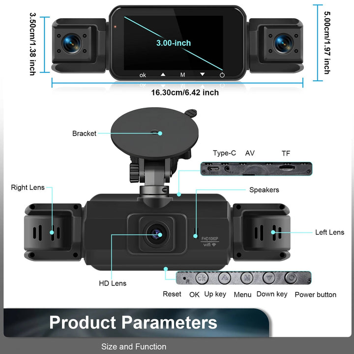 Car Dash Cam System 1080p Quad Camera With Night Vision And Parking Monitoring - Image 12