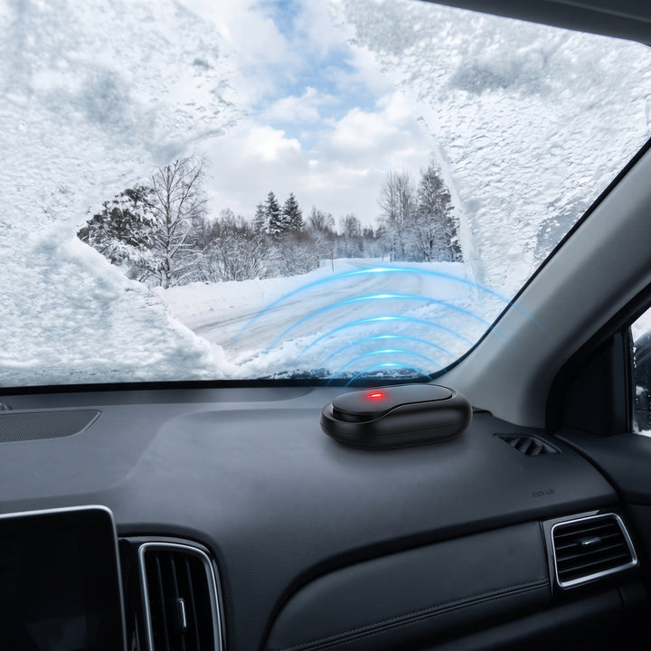 Car Defroster Device For Windshield Snow And Ice Prevention With Adhesive Dashboard Mount - hero