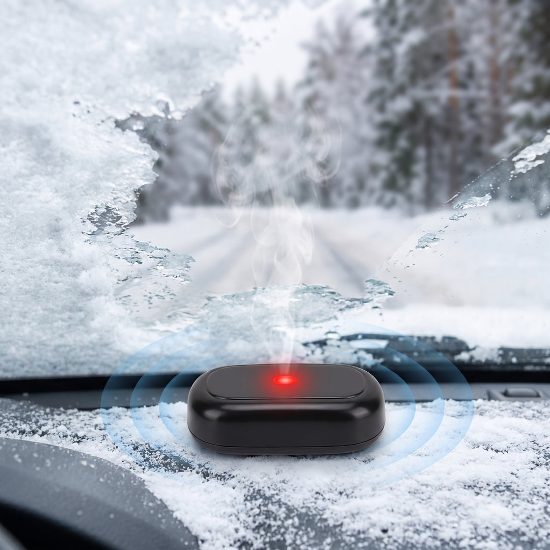 Car Defroster Device For Windshield Snow And Ice Prevention With Adhesive Dashboard Mount - Image 1