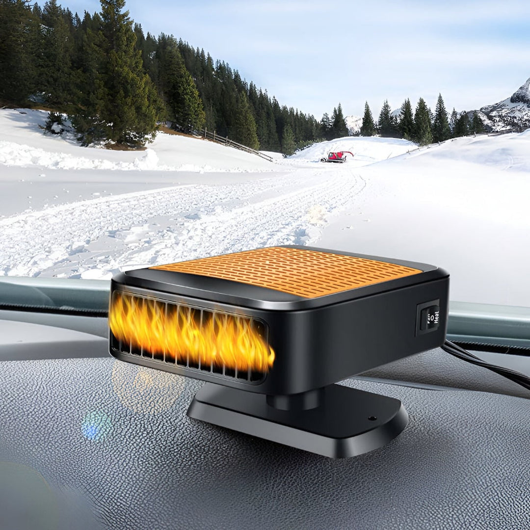 Car Defroster Portable Heater Windshield 12V With Swivel Base Black Orange Grille - Image 4