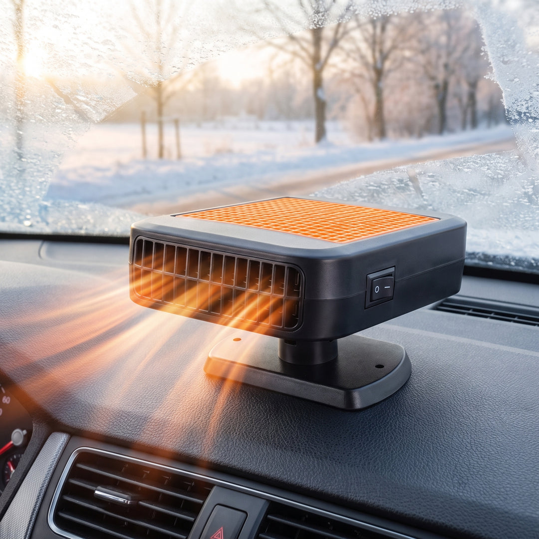 Car Defroster Portable Heater Windshield 12V With Swivel Base Black Orange Grille - Image 3