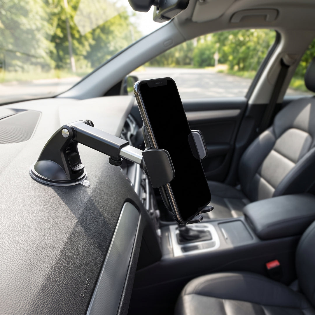Car Phone Holder Suction Cup Dashboard Windshield Mount With Adjustable Arm For Smartphone - Image 2