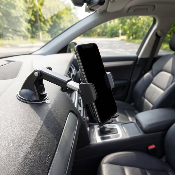 Car Phone Holder Suction Cup Dashboard Windshield Mount With Adjustable Arm For Smartphone - Image 2