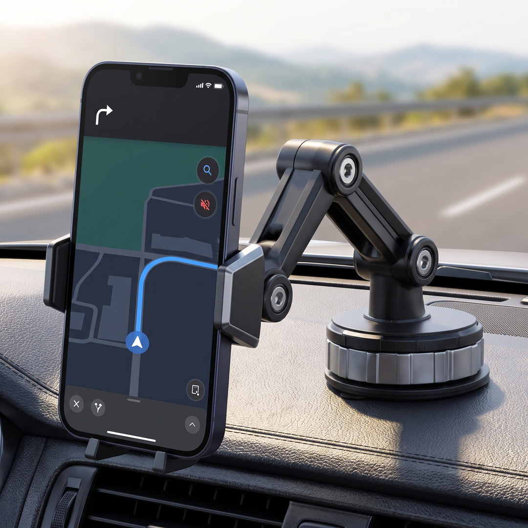 Car Phone Holder Suction Cup Dashboard Windshield Mount With Adjustable Arm For Smartphone - Image 4