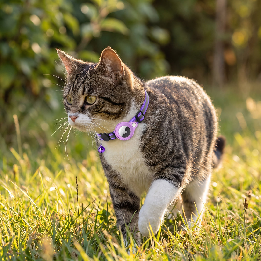 Cat GPS Collar with Reflective Airtag Holder Safety Buckle Bell and Adjustable Fit - Image 9