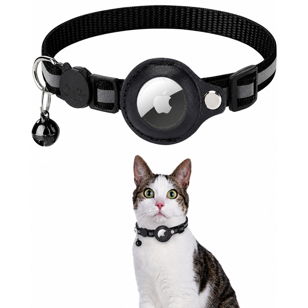 Cat GPS Collar with Reflective Airtag Holder Safety Buckle Bell and Adjustable Fit - Image 2