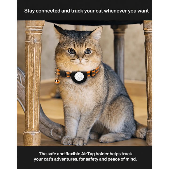 Cat GPS Collar with Reflective Airtag Holder Safety Buckle Bell and Adjustable Fit - Image 10