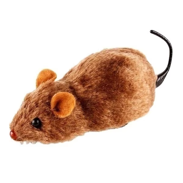 Cat Mouse Toy Wind Up Furry Brown Black Grey Pet Play Set Small Squeaky - Image 3
