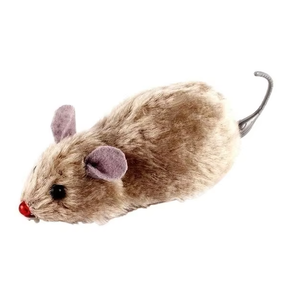 Cat Mouse Toy Wind Up Furry Brown Black Grey Pet Play Set Small Squeaky - Image 4
