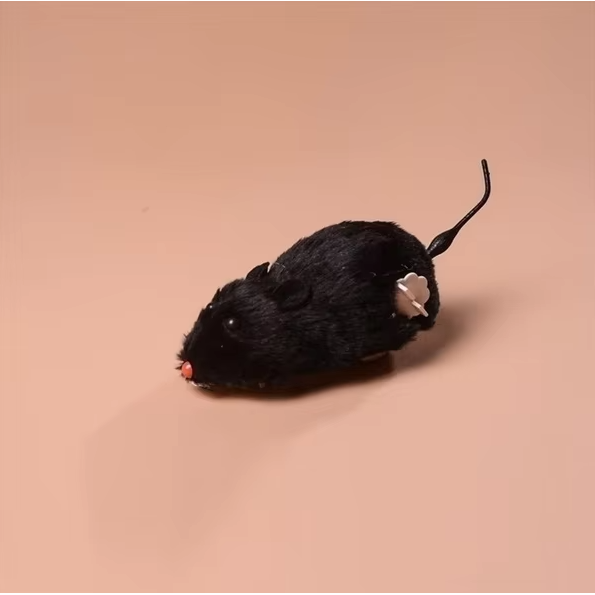 Cat Mouse Toy Wind Up Furry Brown Black Grey Pet Play Set Small Squeaky - Image 6