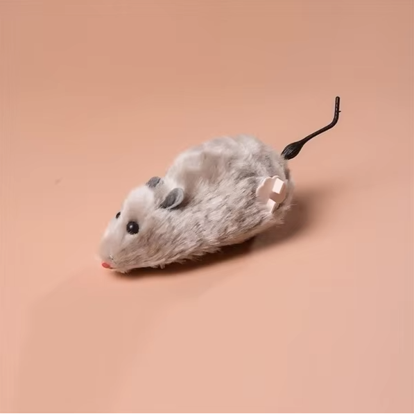 Cat Mouse Toy Wind Up Furry Brown Black Grey Pet Play Set Small Squeaky - Image 7
