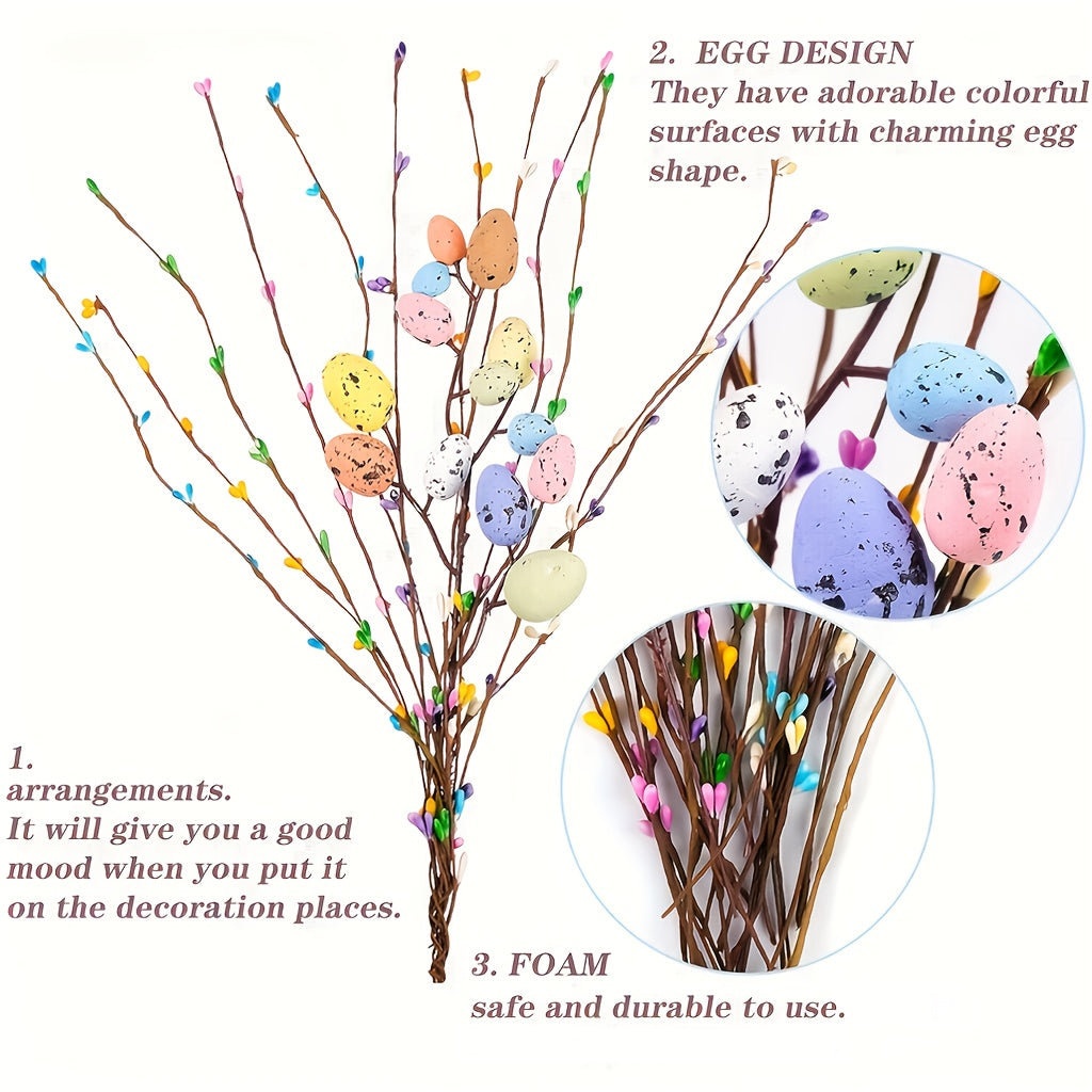 Artificial Easter Vine Stems Pastel Eggs Berries Decor