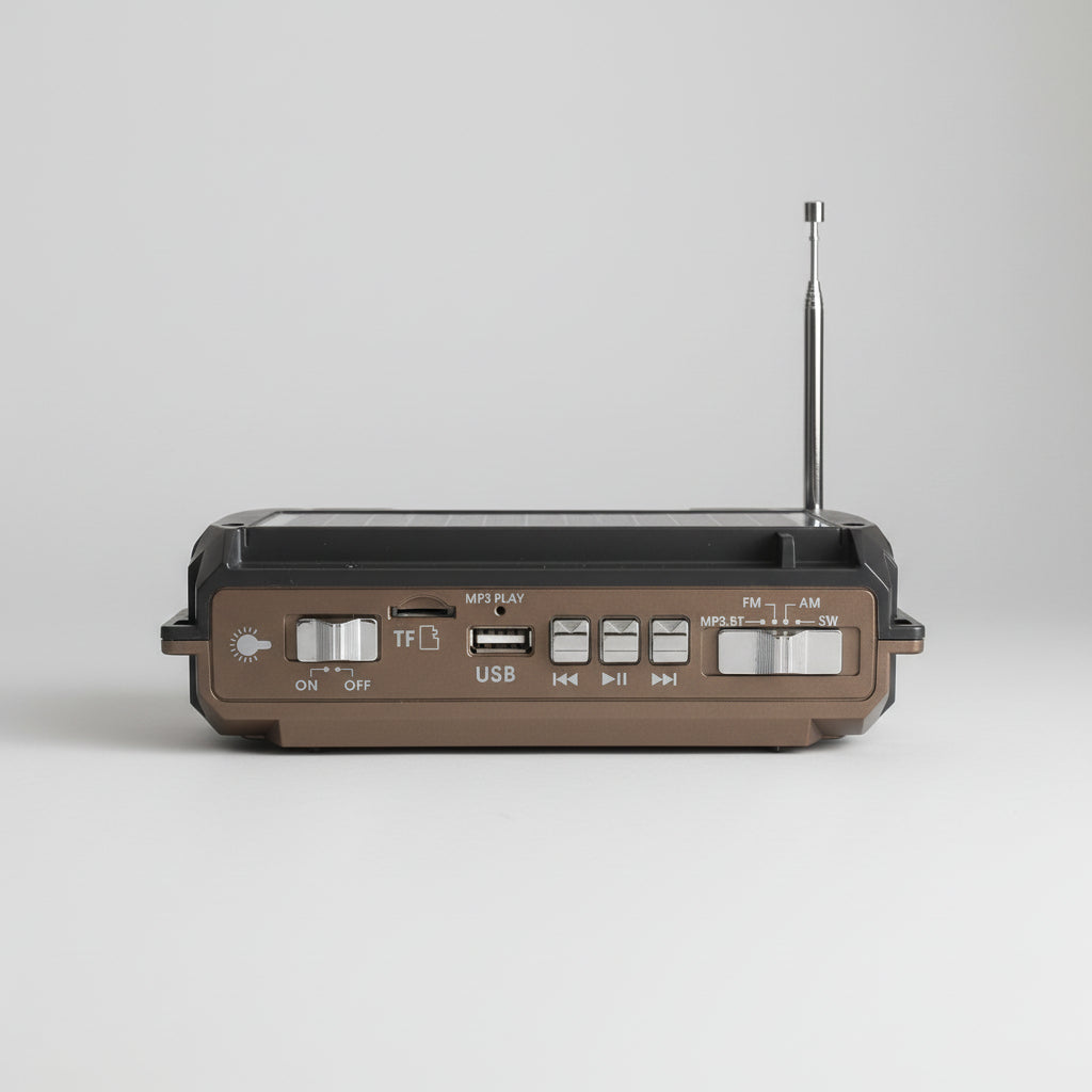 Solar Powered Emergency Radio Bluetooth Flashlight USB Charging