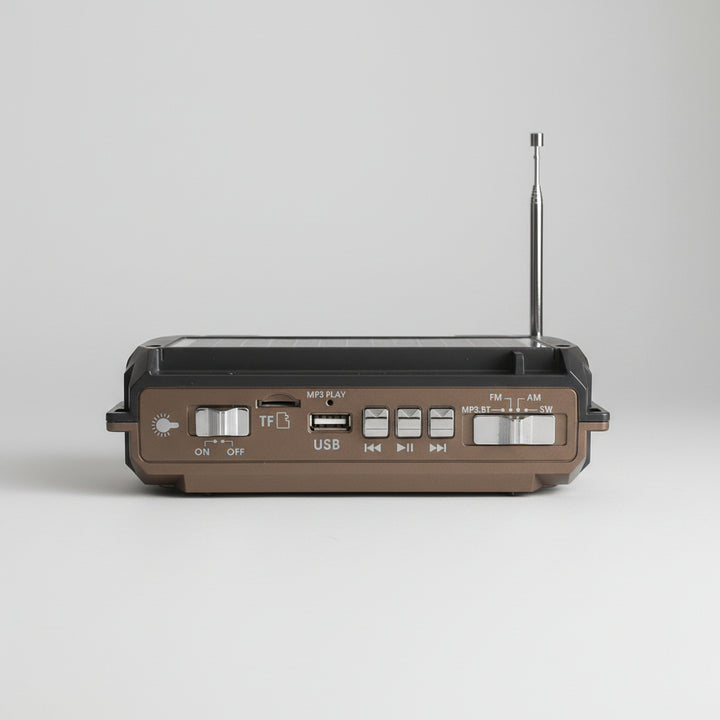 Solar Powered Emergency Radio Bluetooth Flashlight USB Charging