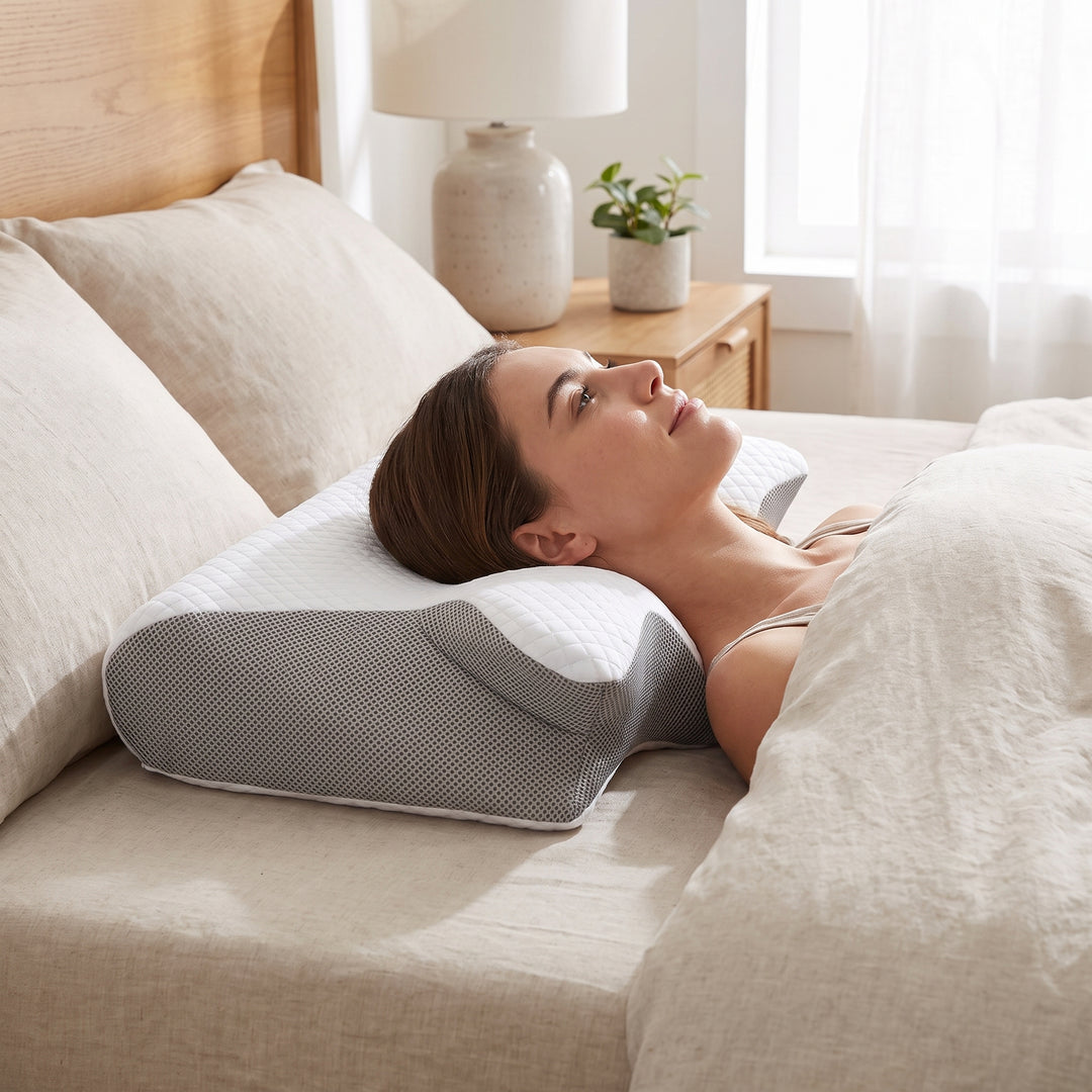 Cervical Pillow Ergonomic Memory Foam Neck Support For Side Sleepers Pain Relief With Contoured Shape And Breathable Cover - Image 9